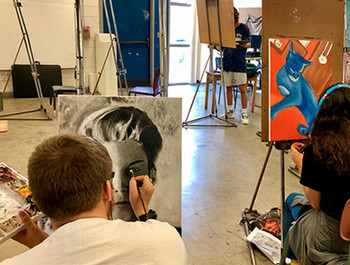 Students painting